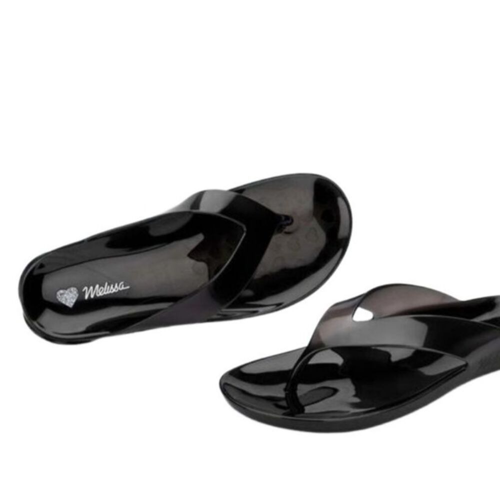 Melissa Flip Flop Jelly Sandals Thongs 5 Y2K Beach Vacation Everyday Pool Black